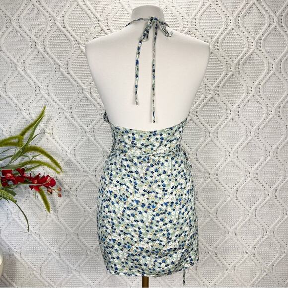 NWT BEGINNING BOUTIQUE | Green Floral "The Last Time Halter" Wrap Dress - Picture 5 of 11